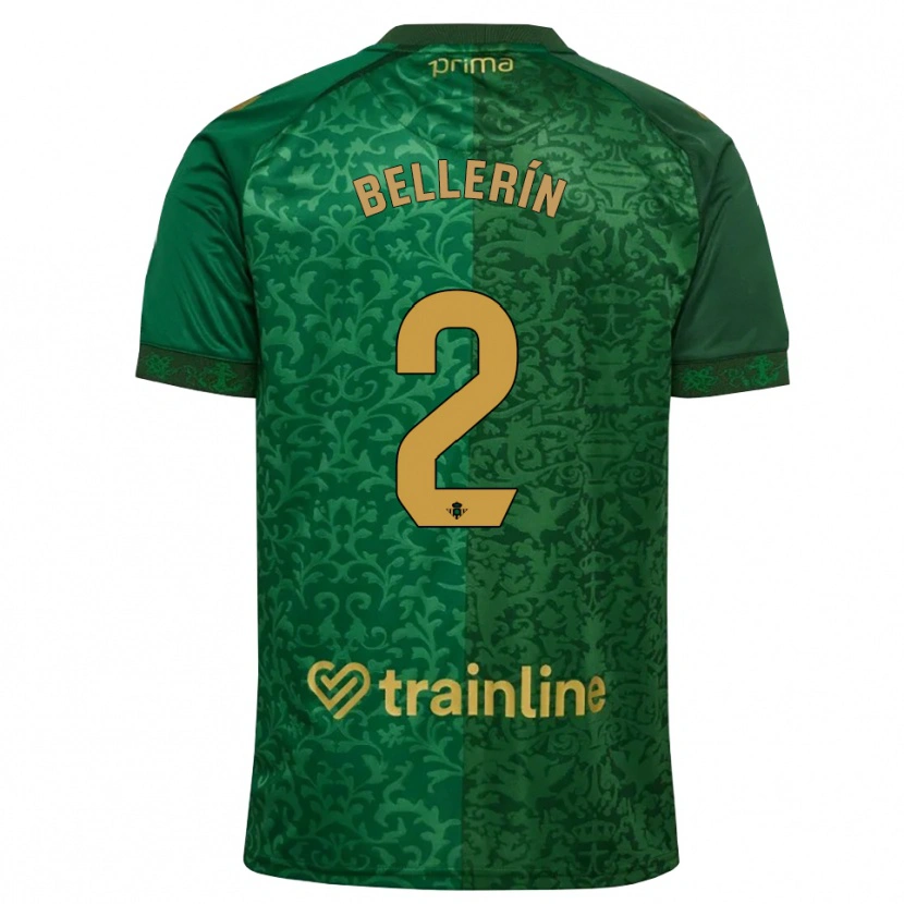Danxen Enfant Maillot Héctor Bellerín #2 Vert Forêt Doré Foncé Tenues Extérieur 2026/27 T-Shirt