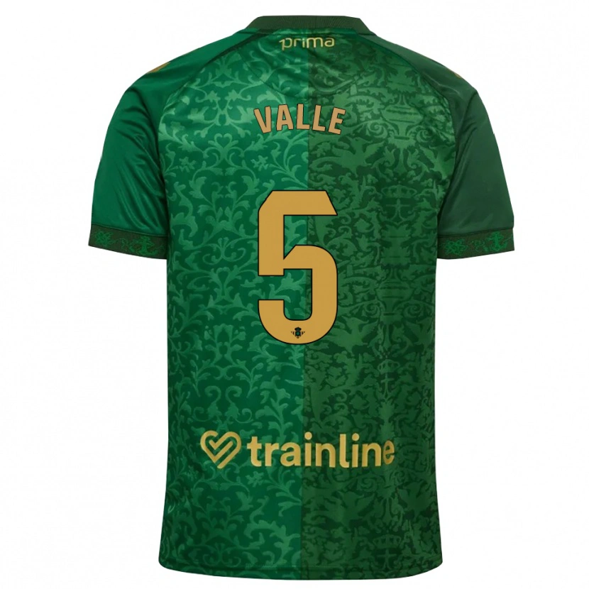 Danxen Enfant Maillot María Valle López #5 Vert Forêt Doré Foncé Tenues Extérieur 2026/27 T-Shirt
