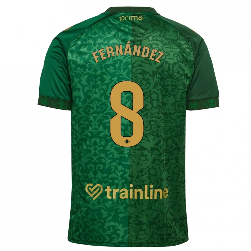 Danxen Enfant Maillot Bruno Fernández #8 Vert Forêt Doré Foncé Tenues Extérieur 2026/27 T-Shirt