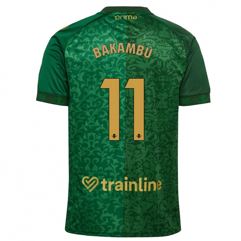 Danxen Enfant Maillot Cedric Bakambu #11 Vert Forêt Doré Foncé Tenues Extérieur 2026/27 T-Shirt