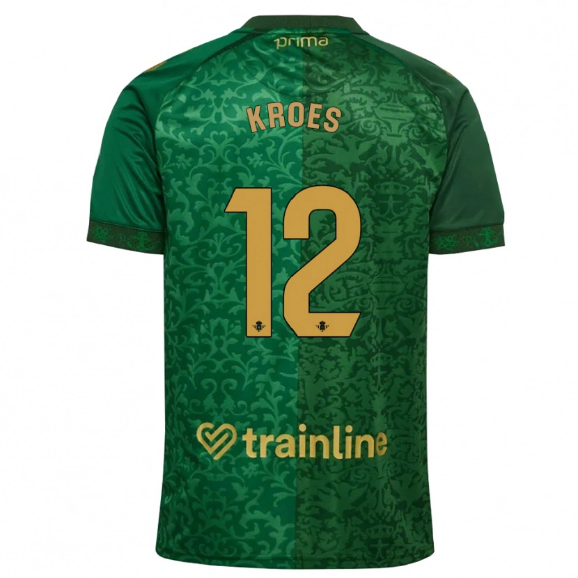 Danxen Enfant Maillot Victor Kroes #12 Vert Forêt Doré Foncé Tenues Extérieur 2026/27 T-Shirt