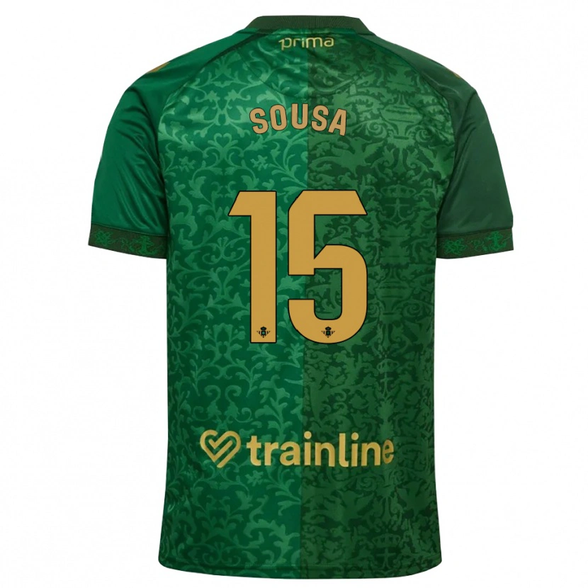 Danxen Enfant Maillot Vasco Sousa #15 Vert Forêt Doré Foncé Tenues Extérieur 2026/27 T-Shirt