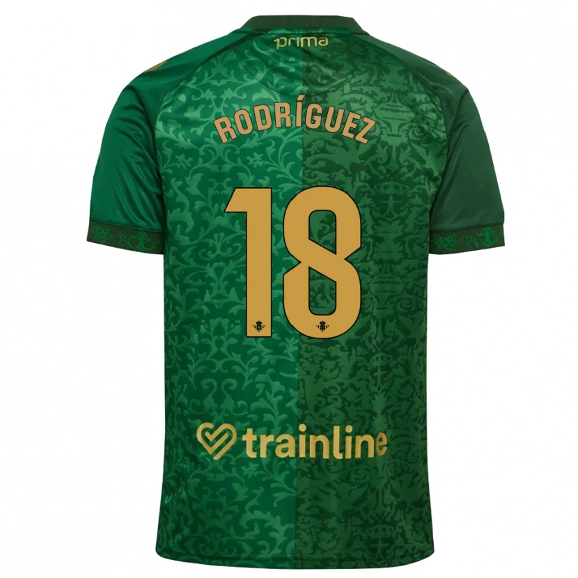 Danxen Enfant Maillot Juan Rodríguez #18 Vert Forêt Doré Foncé Tenues Extérieur 2026/27 T-Shirt