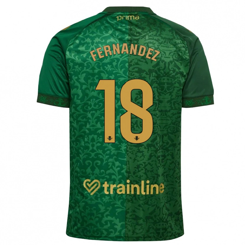 Danxen Enfant Maillot Nicolás Fernández #18 Vert Forêt Doré Foncé Tenues Extérieur 2026/27 T-Shirt