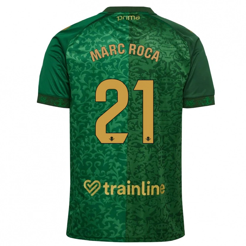 Danxen Enfant Maillot Marc Roca #21 Vert Forêt Doré Foncé Tenues Extérieur 2026/27 T-Shirt
