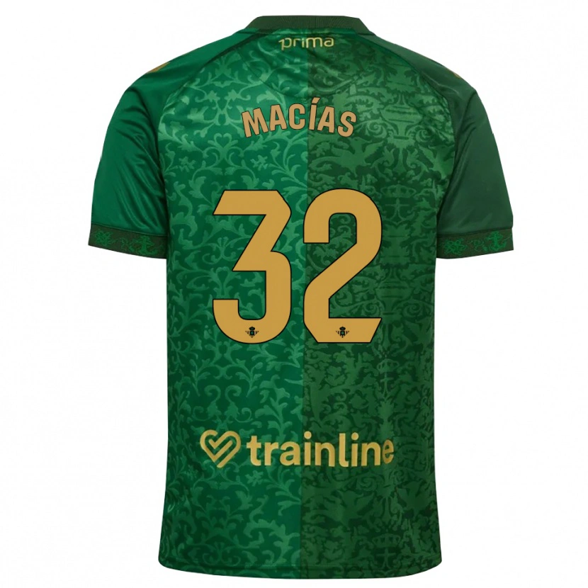 Danxen Enfant Maillot Curro Macías #32 Vert Forêt Doré Foncé Tenues Extérieur 2026/27 T-Shirt