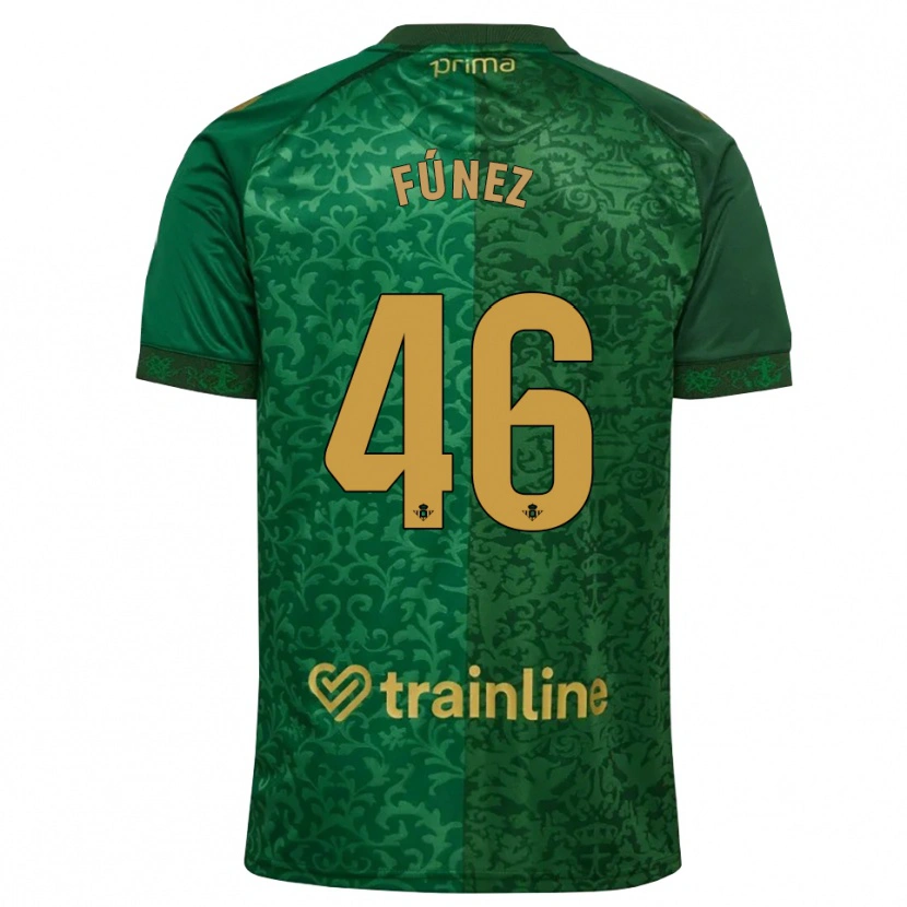 Danxen Enfant Maillot Rica Fúnez #46 Vert Forêt Doré Foncé Tenues Extérieur 2026/27 T-Shirt