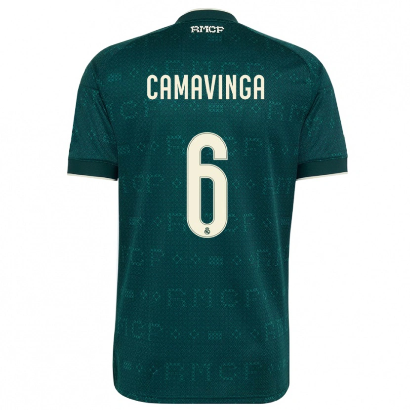 Danxen Enfant Maillot Eduardo Camavinga #6 Gris Ardoise Foncé Blanc Tenues Extérieur 2026/27 T-Shirt