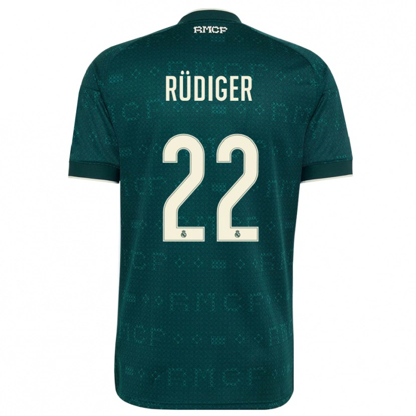Danxen Enfant Maillot Antonio Rüdiger #22 Gris Ardoise Foncé Blanc Tenues Extérieur 2026/27 T-Shirt