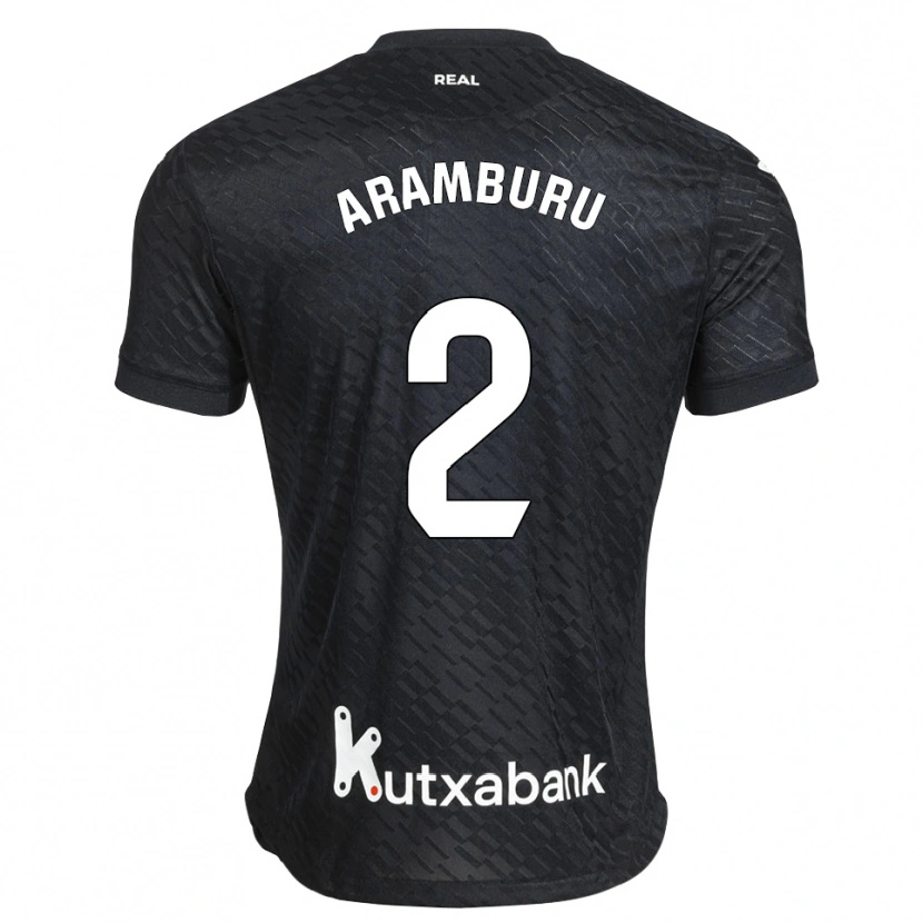 Danxen Enfant Maillot Jon Aramburu #2 Noir Blanc Tenues Extérieur 2026/27 T-Shirt