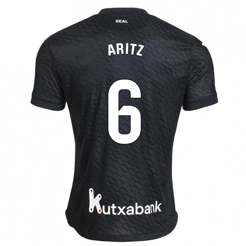 Danxen Enfant Maillot Aritz Elustondo #6 Noir Blanc Tenues Extérieur 2026/27 T-Shirt