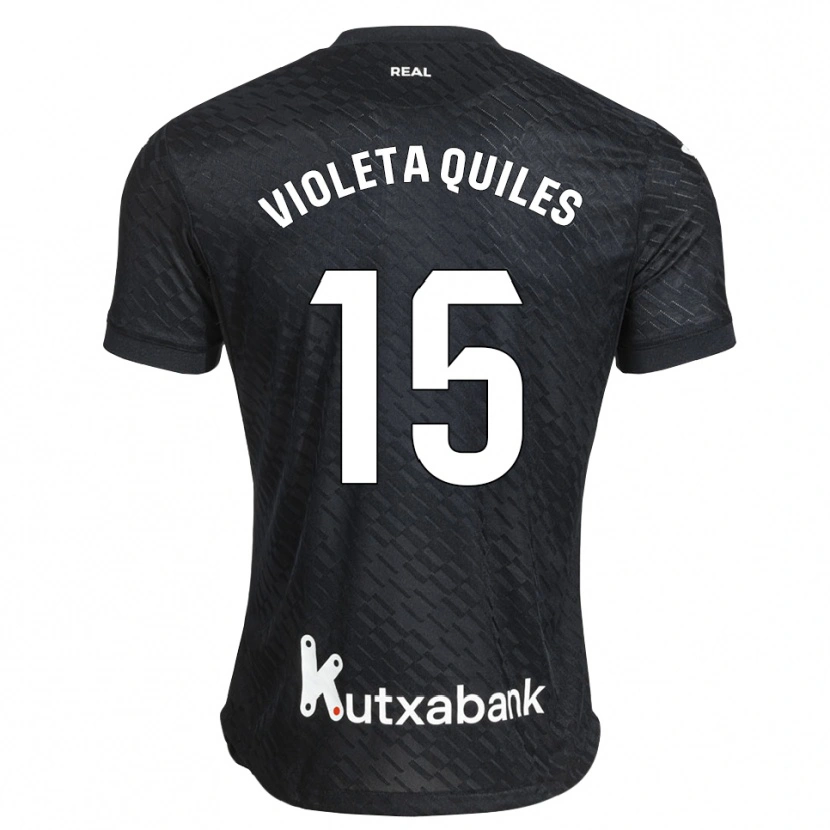 Danxen Enfant Maillot Violeta Quiles #15 Noir Blanc Tenues Extérieur 2026/27 T-Shirt