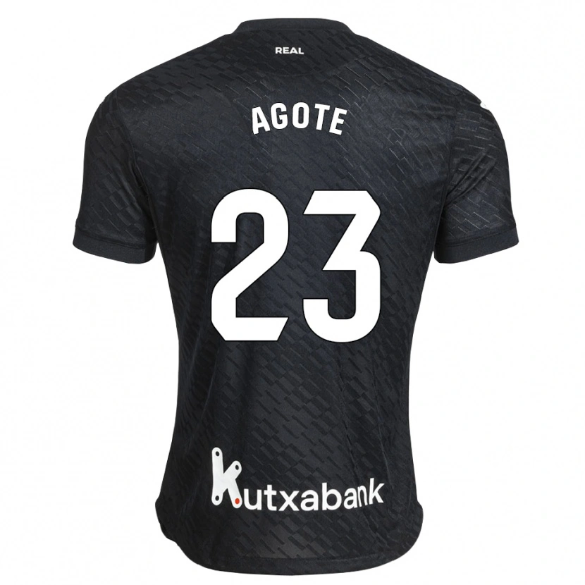 Danxen Enfant Maillot Unax Agote #23 Noir Blanc Tenues Extérieur 2026/27 T-Shirt