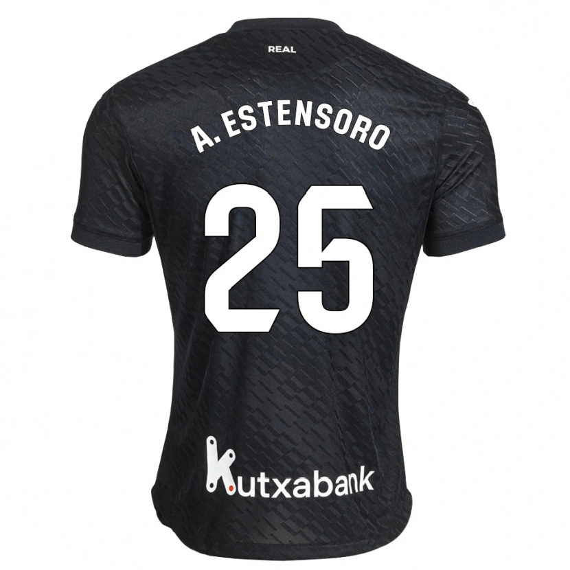 Danxen Enfant Maillot Alazne Estensoro #25 Noir Blanc Tenues Extérieur 2026/27 T-Shirt