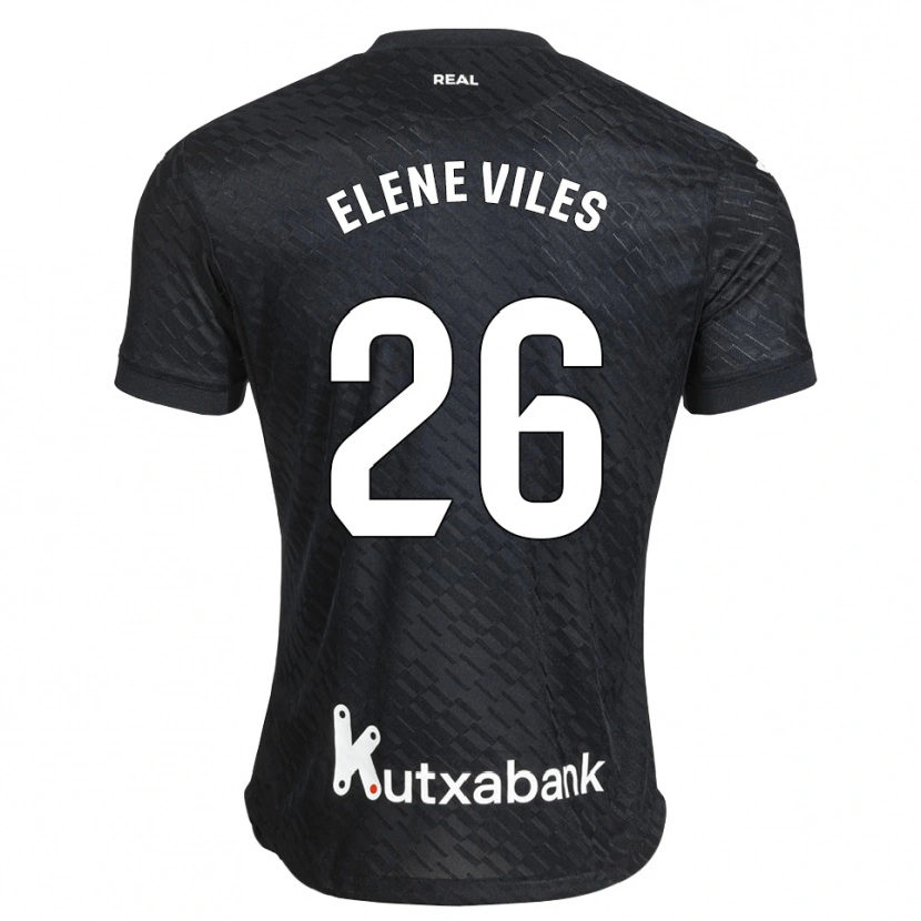 Danxen Enfant Maillot Elene Viles Odriozola #26 Noir Blanc Tenues Extérieur 2026/27 T-Shirt
