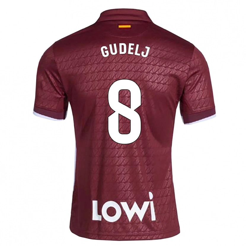 Danxen Enfant Maillot Nemanja Gudelj #8 Rouge Foncé Blanc Tenues Extérieur 2026/27 T-Shirt