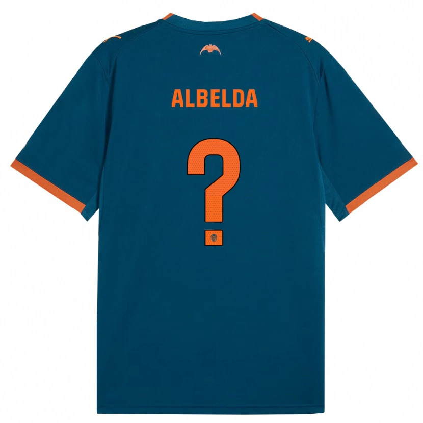 Danxen Enfant Maillot David Albelda #0 Bleu Acier Orange Tenues Extérieur 2026/27 T-Shirt