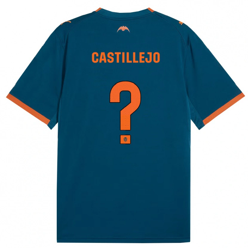 Danxen Enfant Maillot Samu Castillejo #0 Bleu Acier Orange Tenues Extérieur 2026/27 T-Shirt