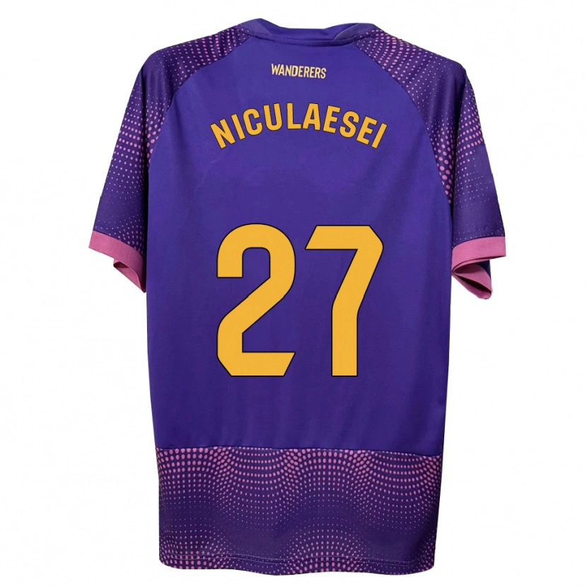 Danxen Enfant Maillot Albert Niculăesei #27 Violet Blanc Rose Tenues Extérieur 2026/27 T-Shirt