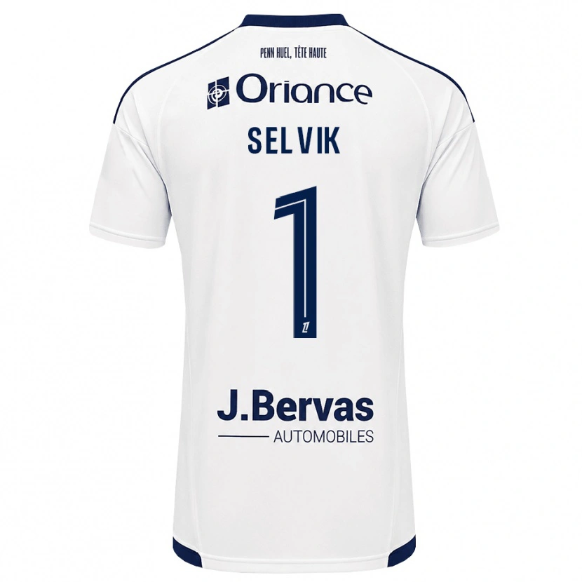 Danxen Enfant Maillot Egil Selvik #1 Bleu Marine Blanc Tenues Extérieur 2026/27 T-Shirt