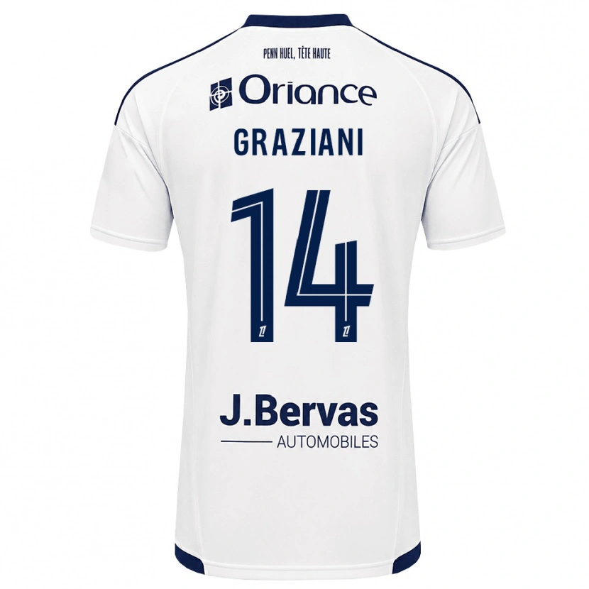 Danxen Enfant Maillot Kelyan Graziani #14 Bleu Marine Blanc Tenues Extérieur 2026/27 T-Shirt