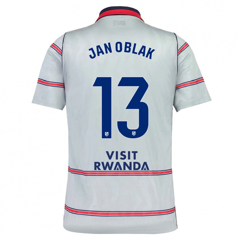 Danxen Enfant Maillot Jan Oblak #13 Gris Rouge Bleu Marine Troisieme 2026/27 T-Shirt