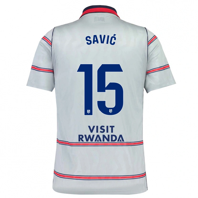 Danxen Enfant Maillot Stefan Savic #15 Gris Rouge Bleu Marine Troisieme 2026/27 T-Shirt