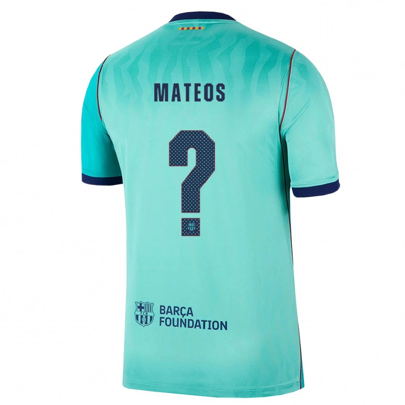 Danxen Enfant Maillot Paumi Mateos #0 Aqua Turquoise Foncée Bleu Royal Troisieme 2026/27 T-Shirt