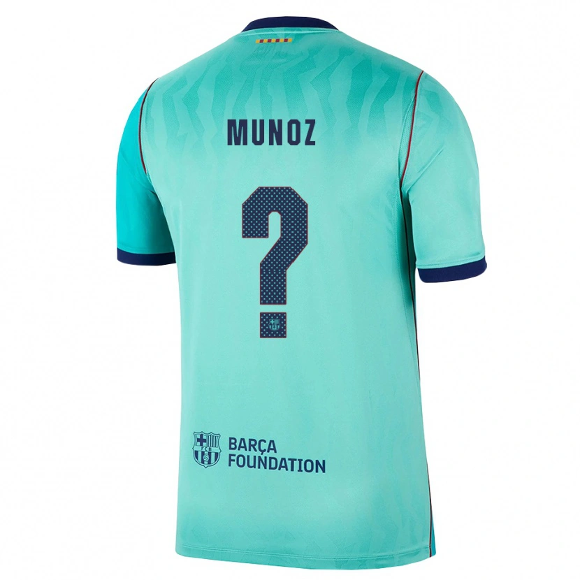 Danxen Enfant Maillot Pol Munoz #0 Aqua Turquoise Foncée Bleu Royal Troisieme 2026/27 T-Shirt
