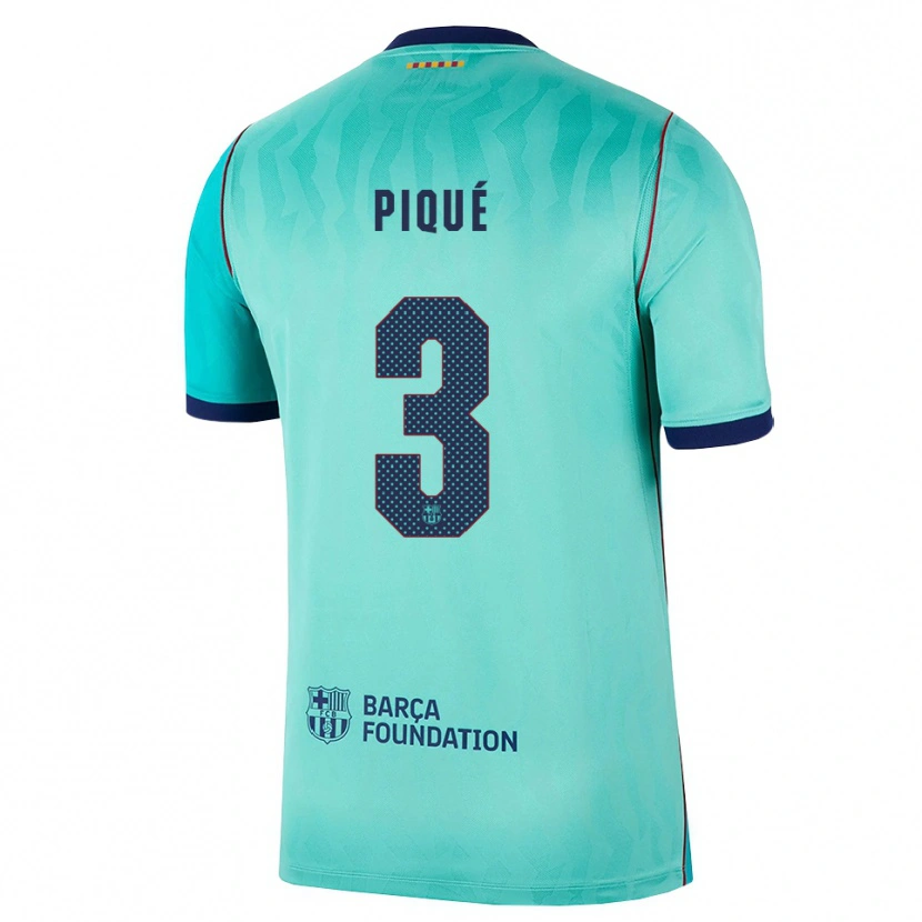 Danxen Enfant Maillot Gerard Pique #3 Aqua Turquoise Foncée Bleu Royal Troisieme 2026/27 T-Shirt