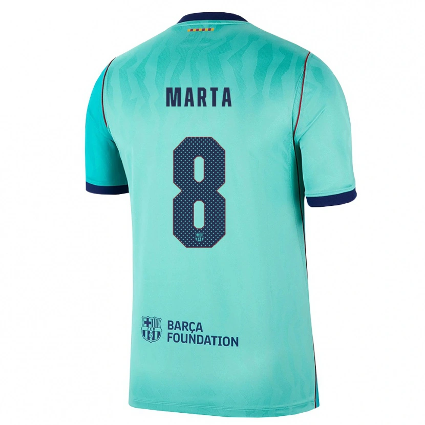 Danxen Enfant Maillot Marta Torrejón #8 Aqua Turquoise Foncée Bleu Royal Troisieme 2026/27 T-Shirt