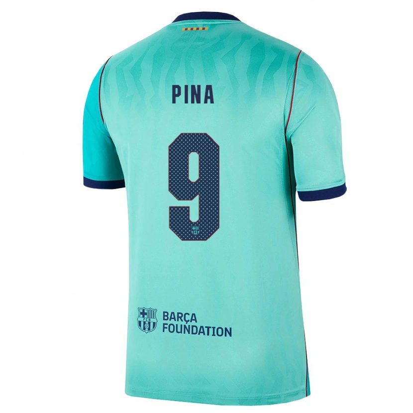Danxen Enfant Maillot Claudia Pina #9 Aqua Turquoise Foncée Bleu Royal Troisieme 2026/27 T-Shirt