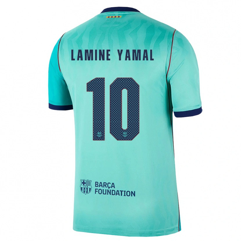 Danxen Enfant Maillot Lamine Yamal #10 Aqua Turquoise Foncée Bleu Royal Troisieme 2026/27 T-Shirt