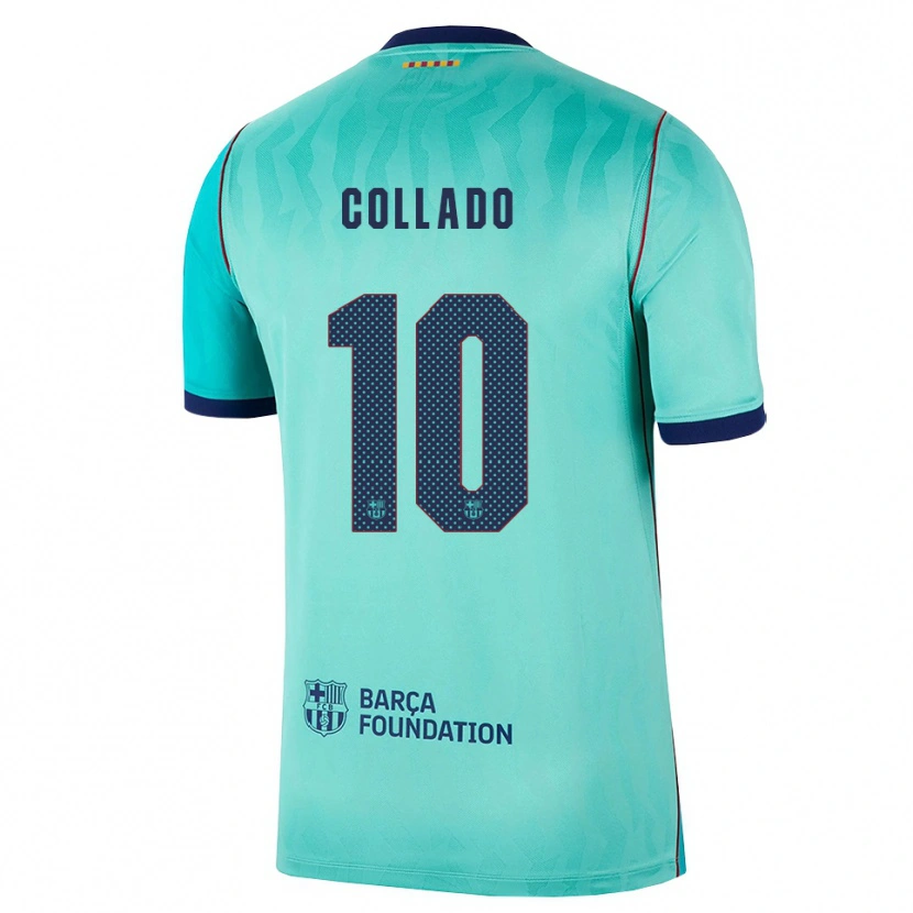 Danxen Enfant Maillot Alex Collado #10 Aqua Turquoise Foncée Bleu Royal Troisieme 2026/27 T-Shirt