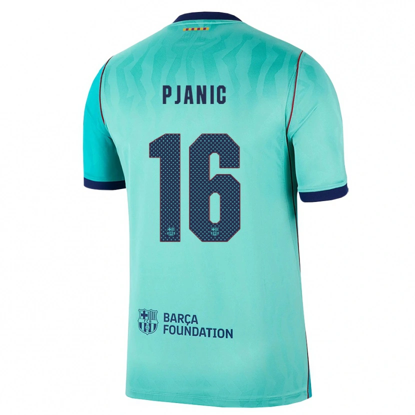 Danxen Enfant Maillot Miralem Pjanic #16 Aqua Turquoise Foncée Bleu Royal Troisieme 2026/27 T-Shirt