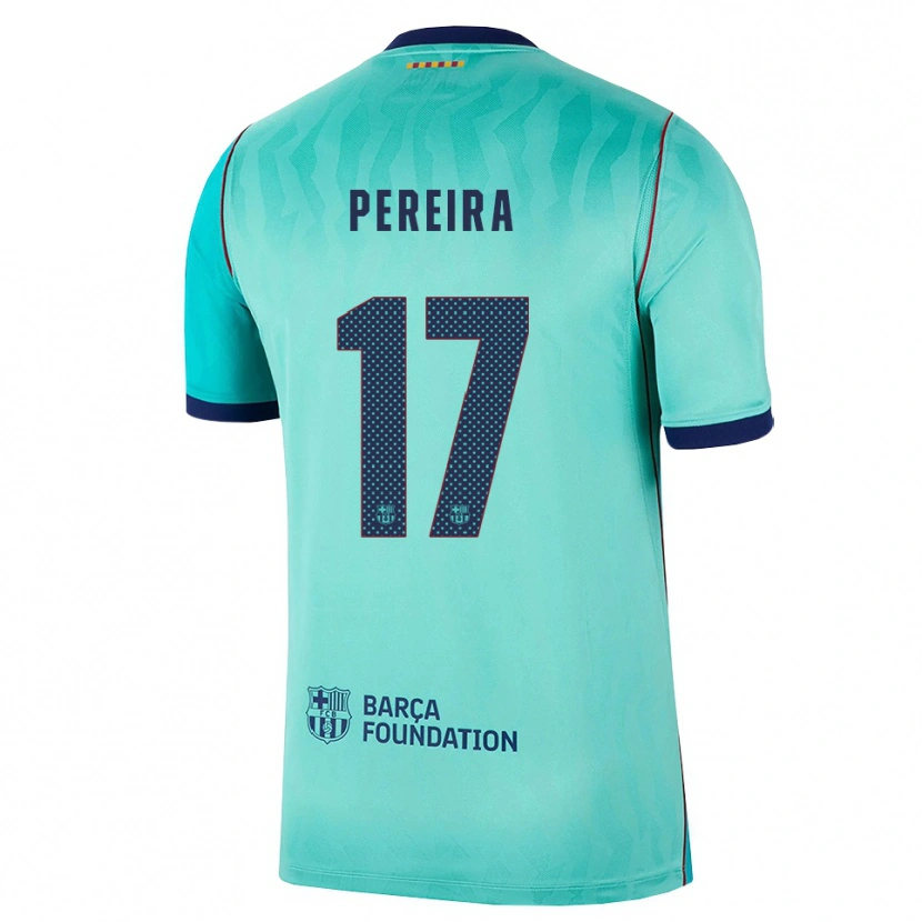 Danxen Enfant Maillot Andrea Pereira #17 Aqua Turquoise Foncée Bleu Royal Troisieme 2026/27 T-Shirt