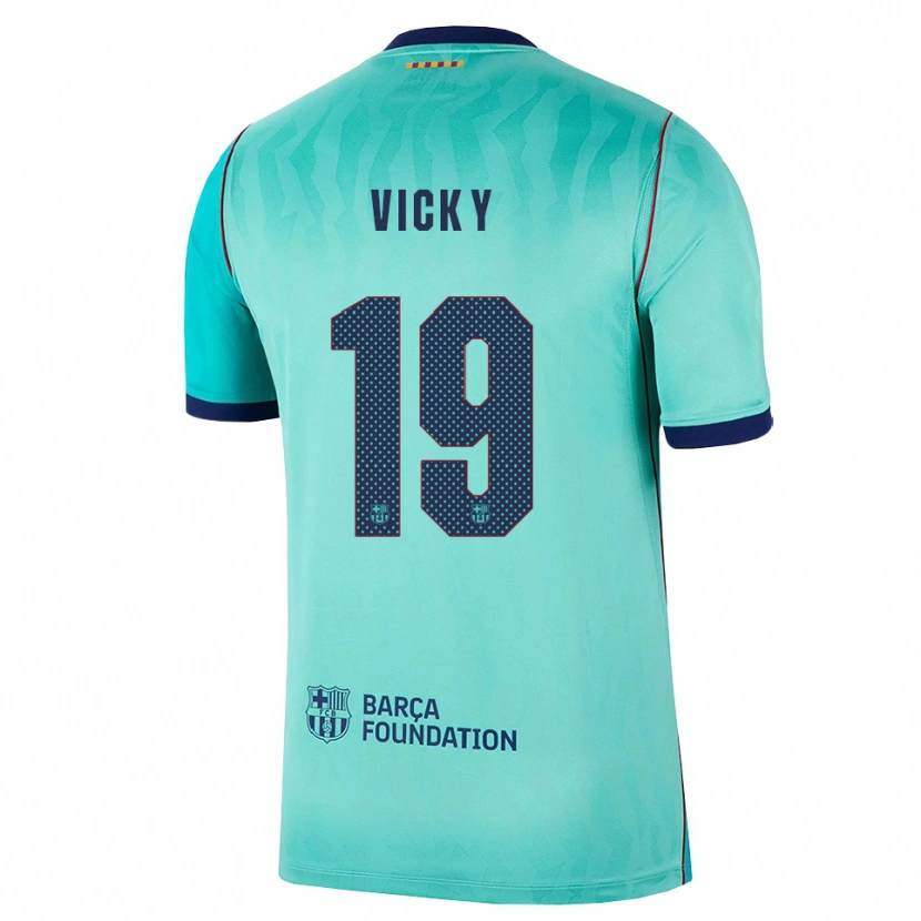 Danxen Enfant Maillot Vicky López #19 Aqua Turquoise Foncée Bleu Royal Troisieme 2026/27 T-Shirt