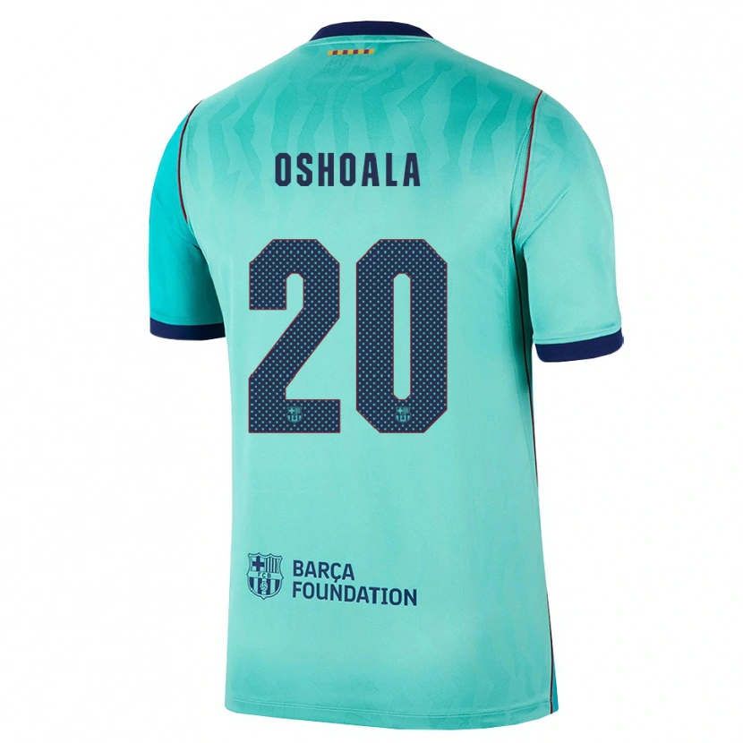 Danxen Enfant Maillot Asisat Oshoala #20 Aqua Turquoise Foncée Bleu Royal Troisieme 2026/27 T-Shirt