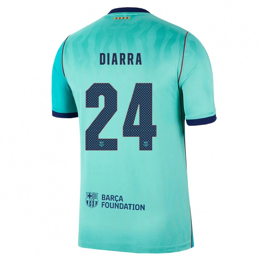 Danxen Enfant Maillot Ibrahim Diarra #24 Aqua Turquoise Foncée Bleu Royal Troisieme 2026/27 T-Shirt