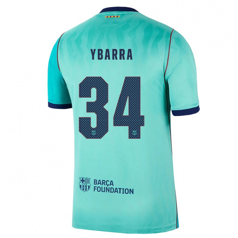 Danxen Enfant Maillot Juan Ybarra #34 Aqua Turquoise Foncée Bleu Royal Troisieme 2026/27 T-Shirt