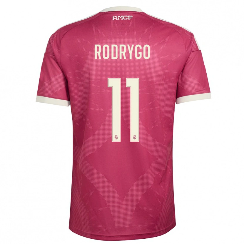 Danxen Enfant Maillot Rodrygo Silva De Goes #11 Rouge Violet Pâle Blanc Troisieme 2026/27 T-Shirt