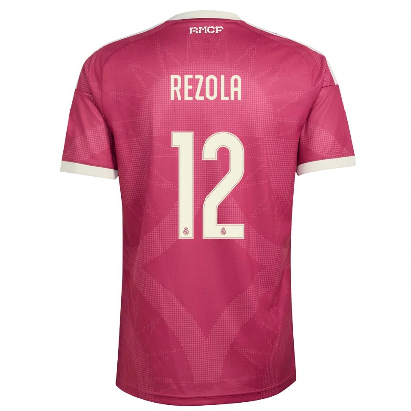 Danxen Enfant Maillot Manex Rezola #12 Rouge Violet Pâle Blanc Troisieme 2026/27 T-Shirt