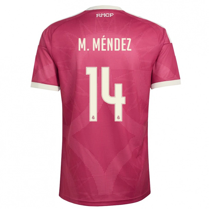 Danxen Enfant Maillot María Méndez #14 Rouge Violet Pâle Blanc Troisieme 2026/27 T-Shirt
