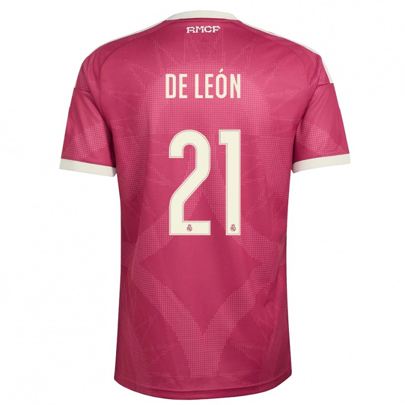 Danxen Enfant Maillot Jeremy De León #21 Rouge Violet Pâle Blanc Troisieme 2026/27 T-Shirt