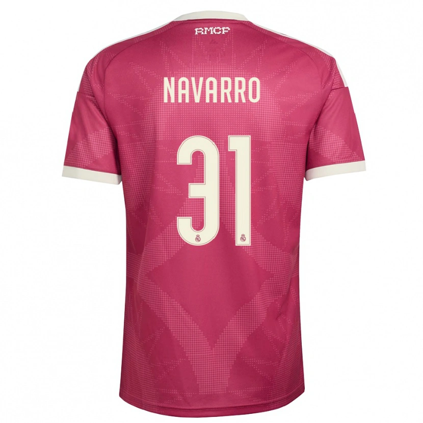Danxen Enfant Maillot Javi Navarro #31 Rouge Violet Pâle Blanc Troisieme 2026/27 T-Shirt