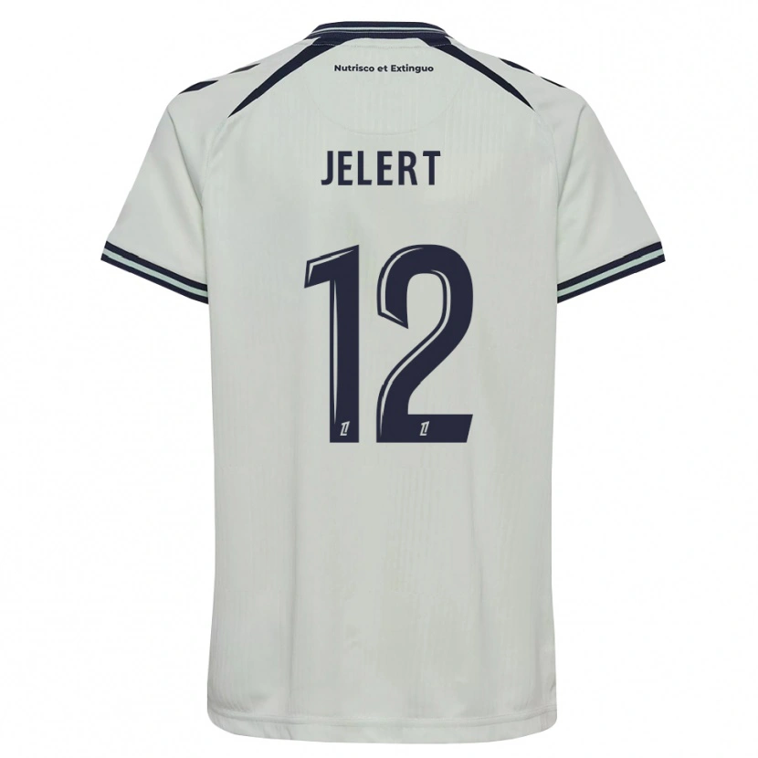 Danxen Enfant Maillot Elias Jelert #12 Bleu Nuit Blanc Tenues Extérieur 2026/27 T-Shirt