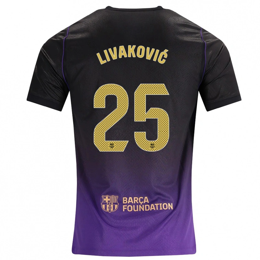 Danxen Enfant Maillot Dominik Livakovic #25 Violet Jaune Noir Tenues Extérieur 2026/27 T-Shirt