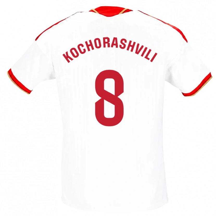 Danxen Homme Maillot Giorgi Kochorashvili #8 Blanc Rouge Tenues Domicile 2026/27 T-Shirt