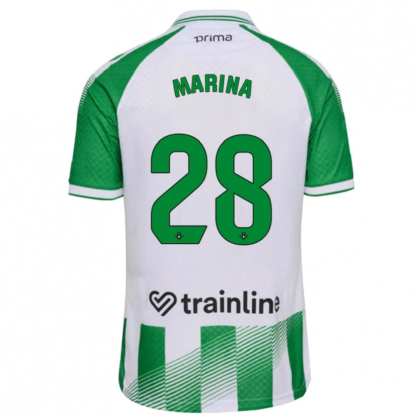 Danxen Homme Maillot Marina Sánchez #28 Vert Clair Noir Blanc Tenues Domicile 2026/27 T-Shirt