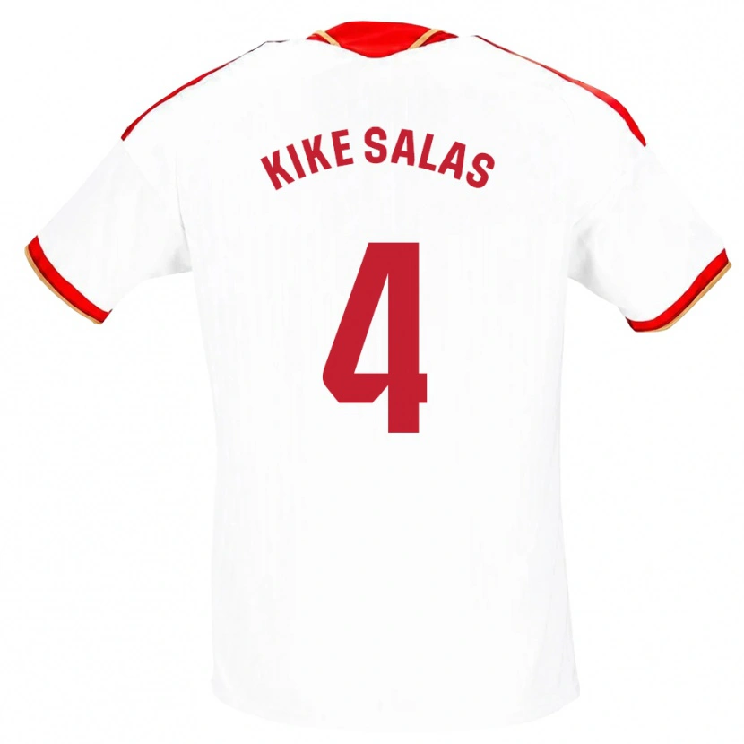 Danxen Homme Maillot Kike Salas #4 Blanc Rouge Tenues Domicile 2026/27 T-Shirt